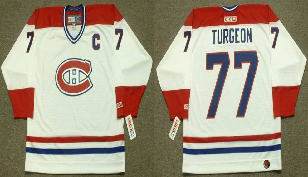 2019 Men Montreal Canadiens #77 Turgeon White CCM NHL jerseys->montreal canadiens->NHL Jersey